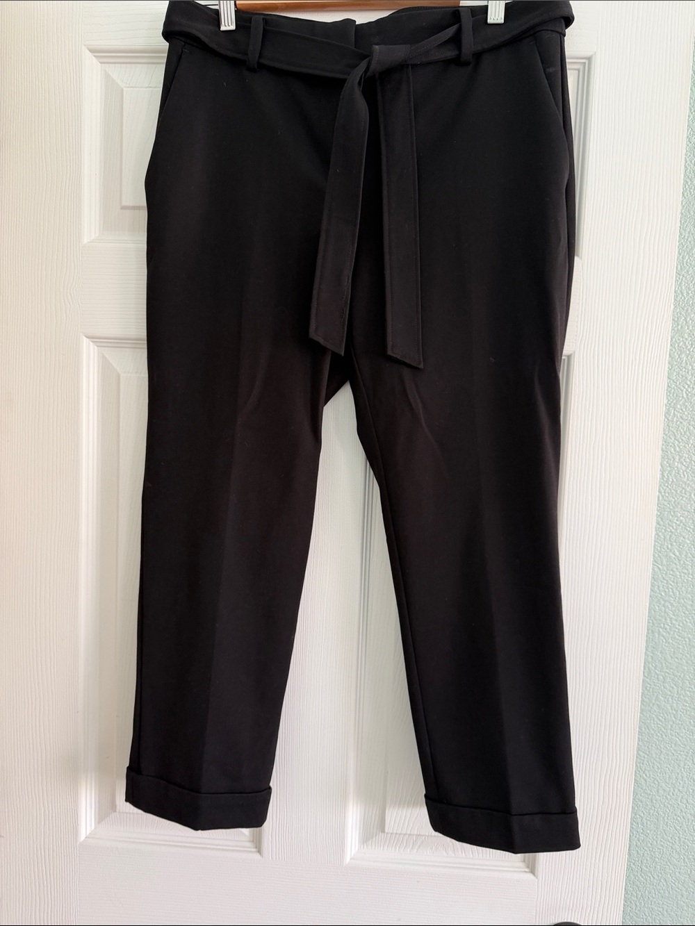 Loft Black Tie-Waist Cropped Trousers